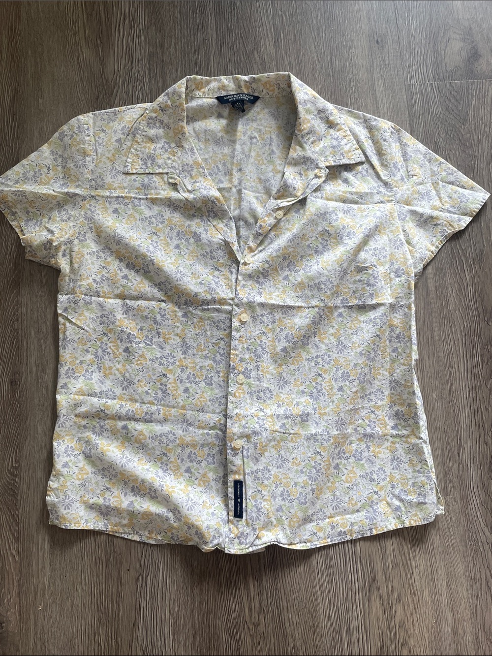 Floral Short Sleeve Blouse American Eagle Outfitters Button Down